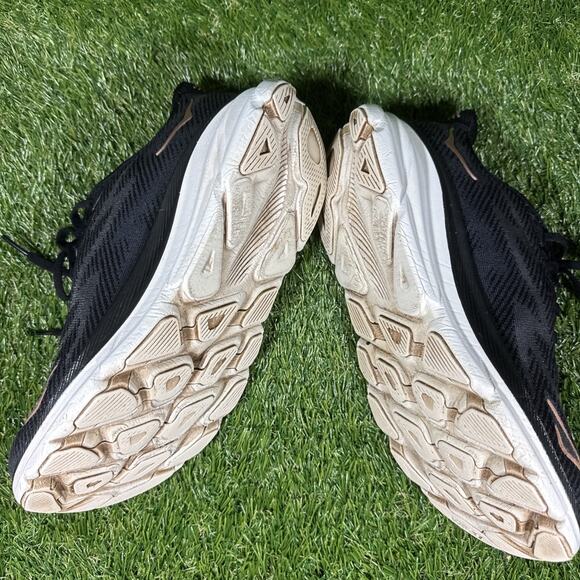 HOKA Clifton 9 Running Shoes Women Size 7 Black Rose Gold Comfort Low Sneakers - Picture 8 of 14